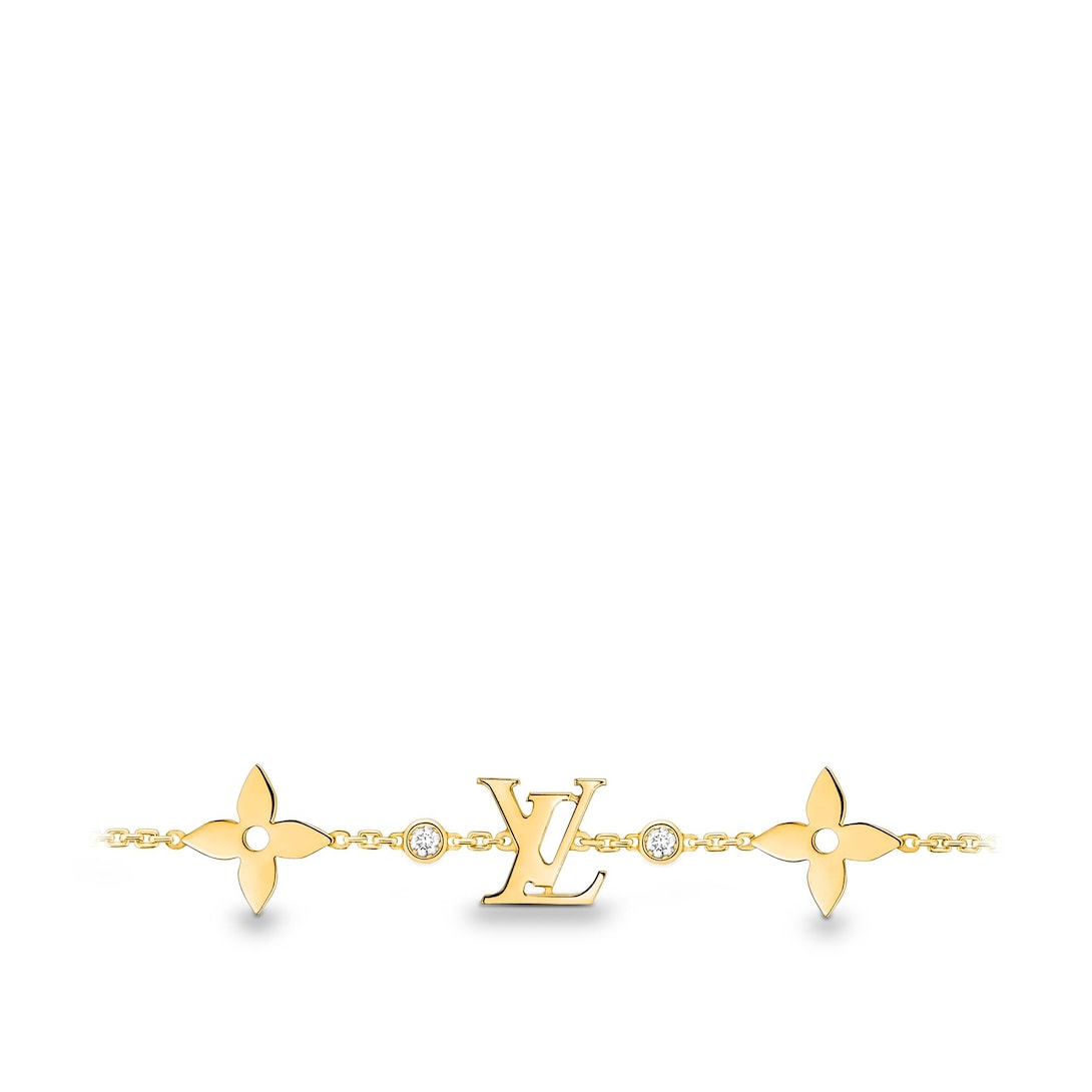 Idylle Blossom Monogram Bracelet, Yellow Gold And Diamonds 